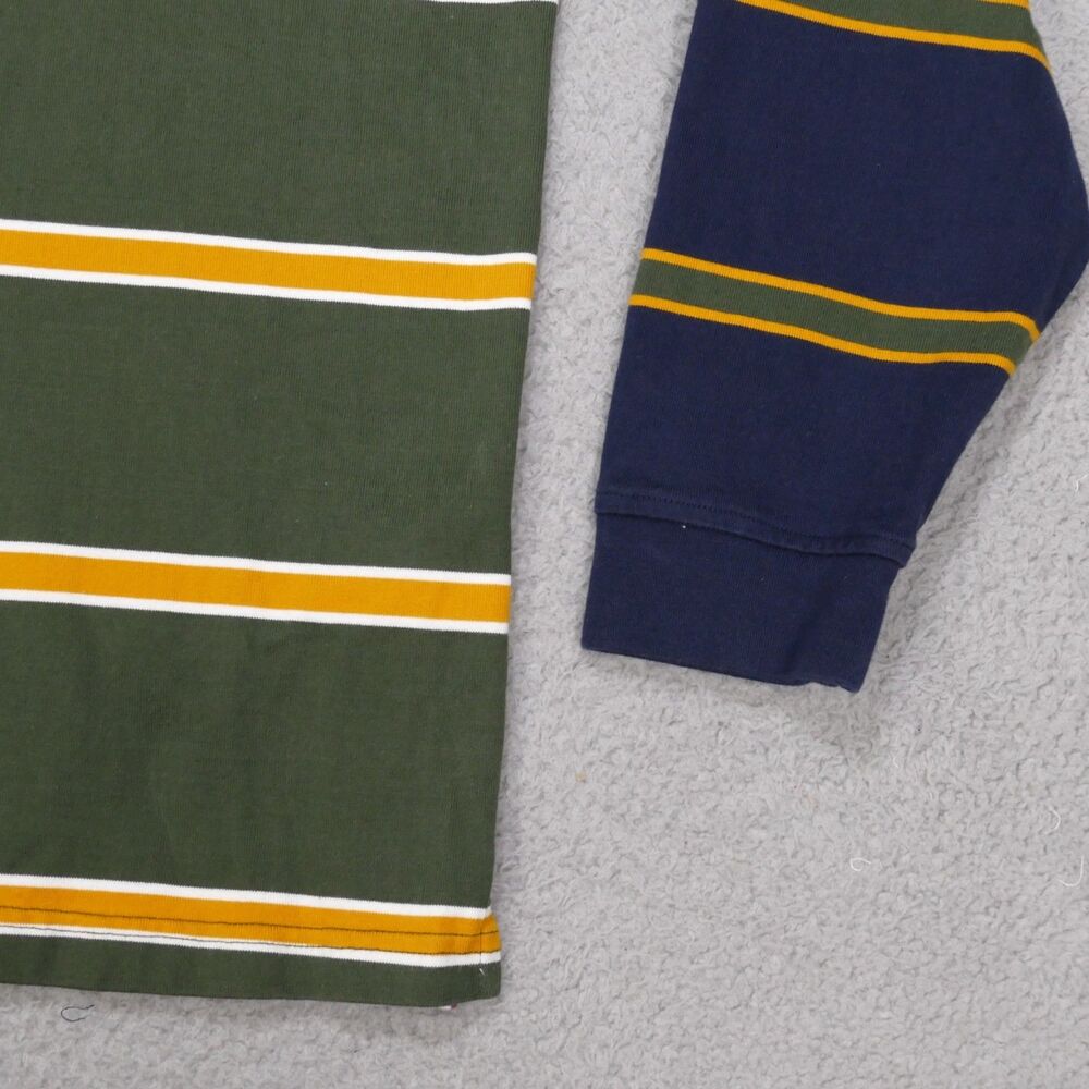 Levis Rugby Shirt Mens Large Relaxed Fit Green Striped Long Sleeve Polo - Picture 5 of 15
